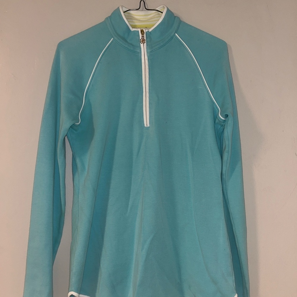 Women’s Clover Golf Sweater By Bobby Jones Aqua 1/4 Zip Pullover